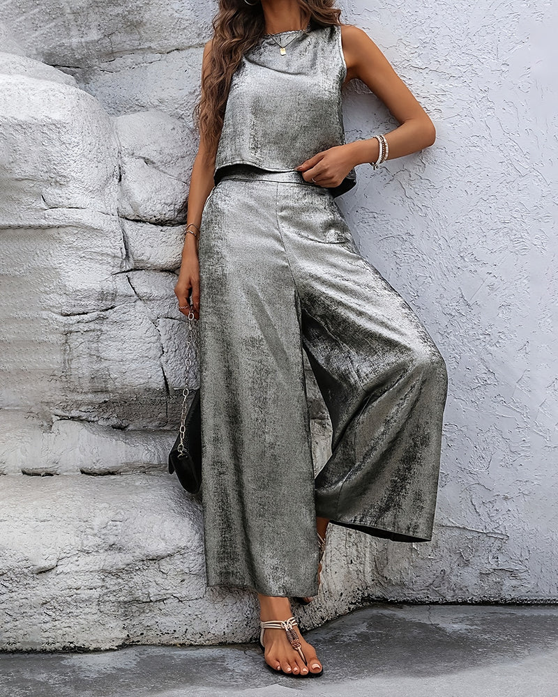 DAFNE | Elegante conjunto de dos piezas en tejido metálico