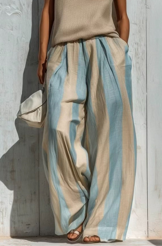 CAMILLA | Conjunto elegante con top sin mangas y pantalones anchos a rayas