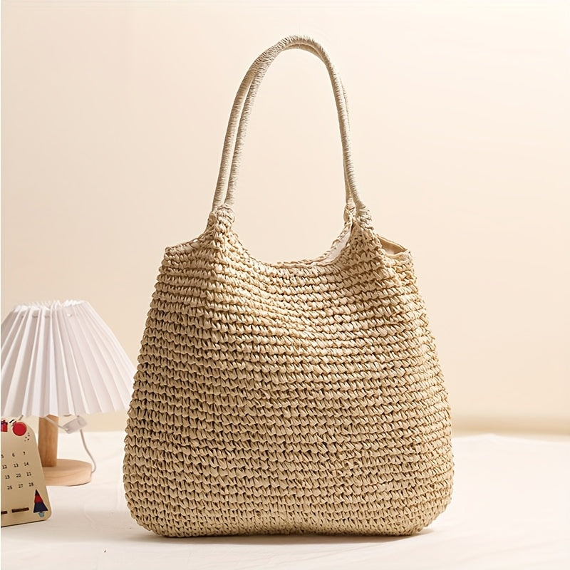 Melissa | Bolso bandolera de paja trenzada color camel claro