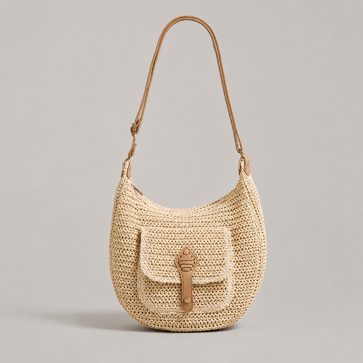Valentina | Bolso de hombro beige trenzado, perfecto para el día a día