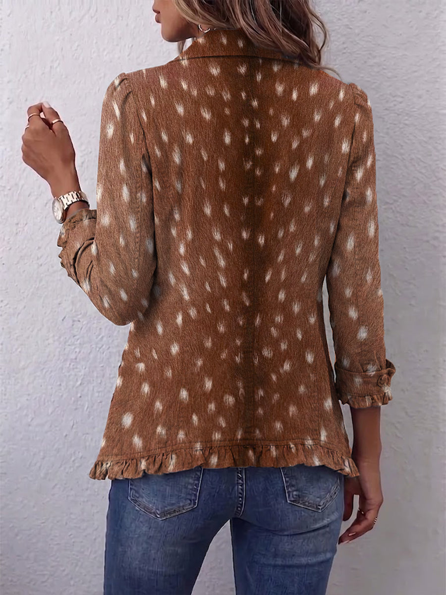 Nicolasa | Elegante Chaqueta Estampada Animal Marrón