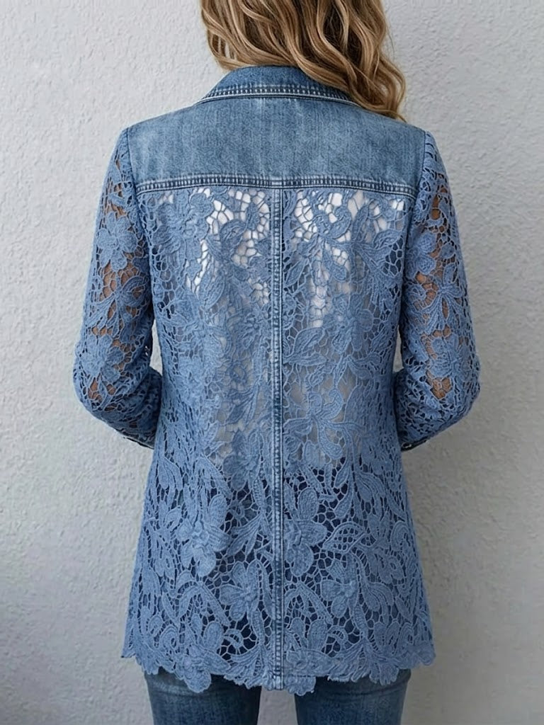 Alicia | Blazer elegante con refinadas inserciones de encaje floral