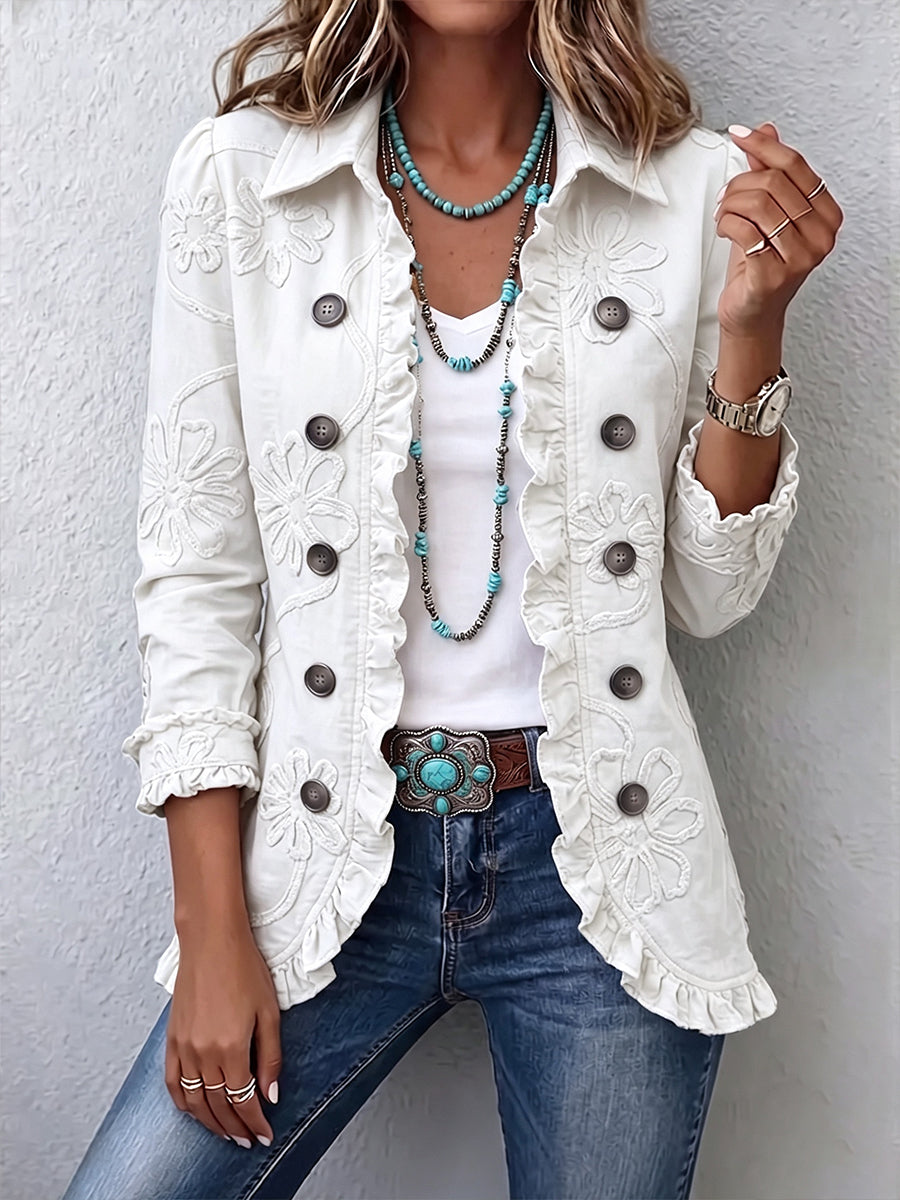Marisol | Chaqueta marfil con bordados elegantes