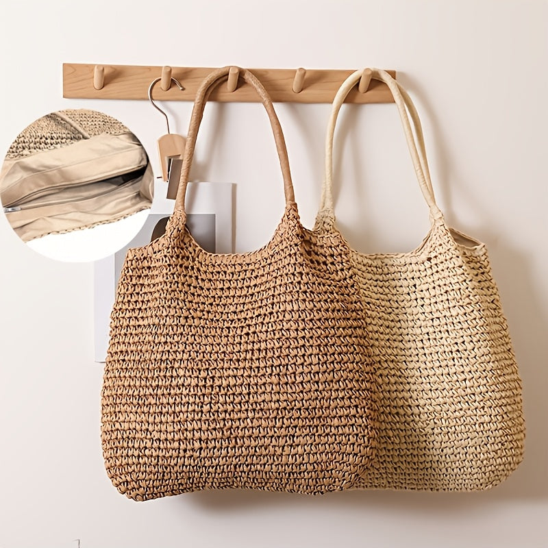 Manuela | Bolso Bandolera de Paja Trenzada con Encanto Natural - Natural Claro