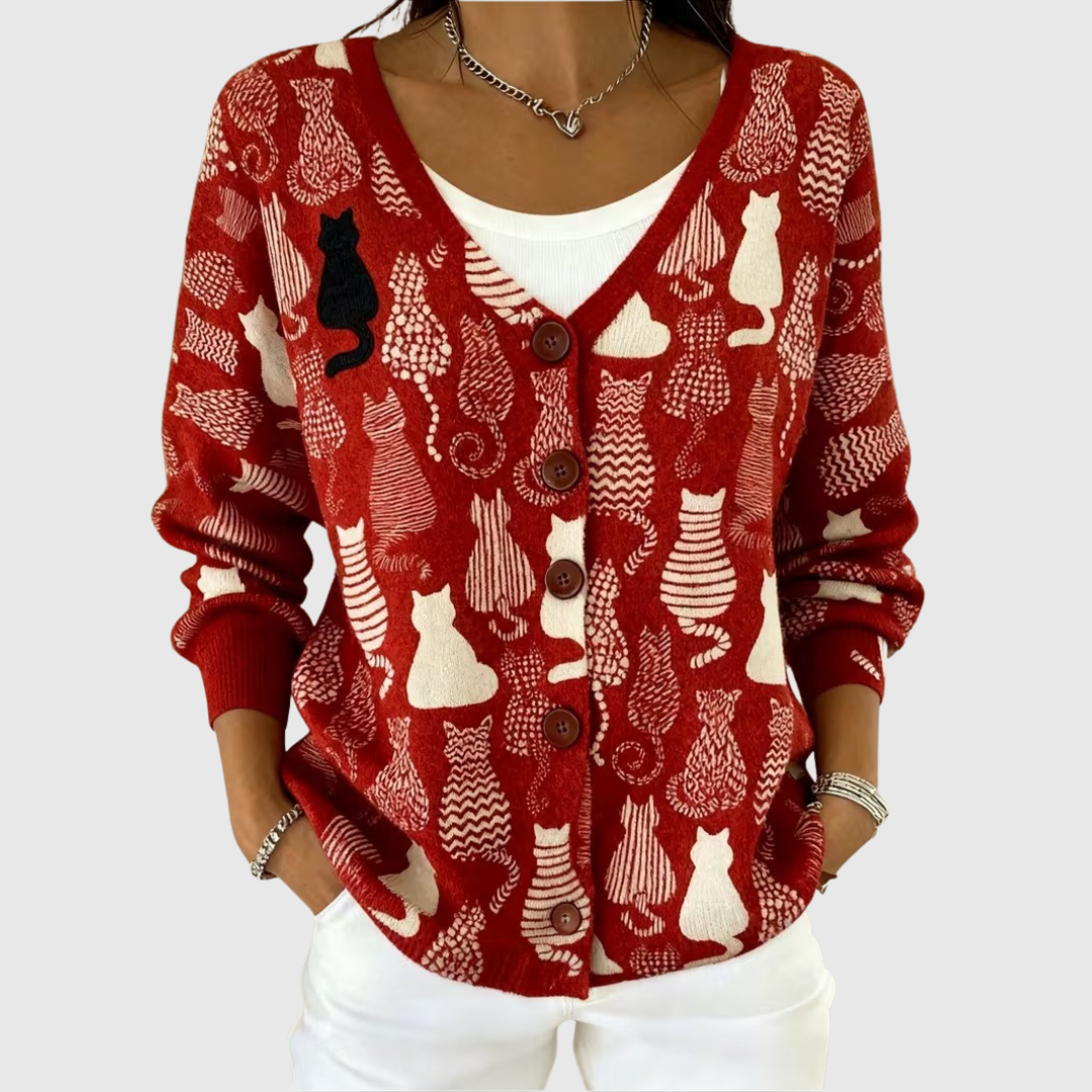 Vittoria | Chaqueta de punto elegante con botones rojos