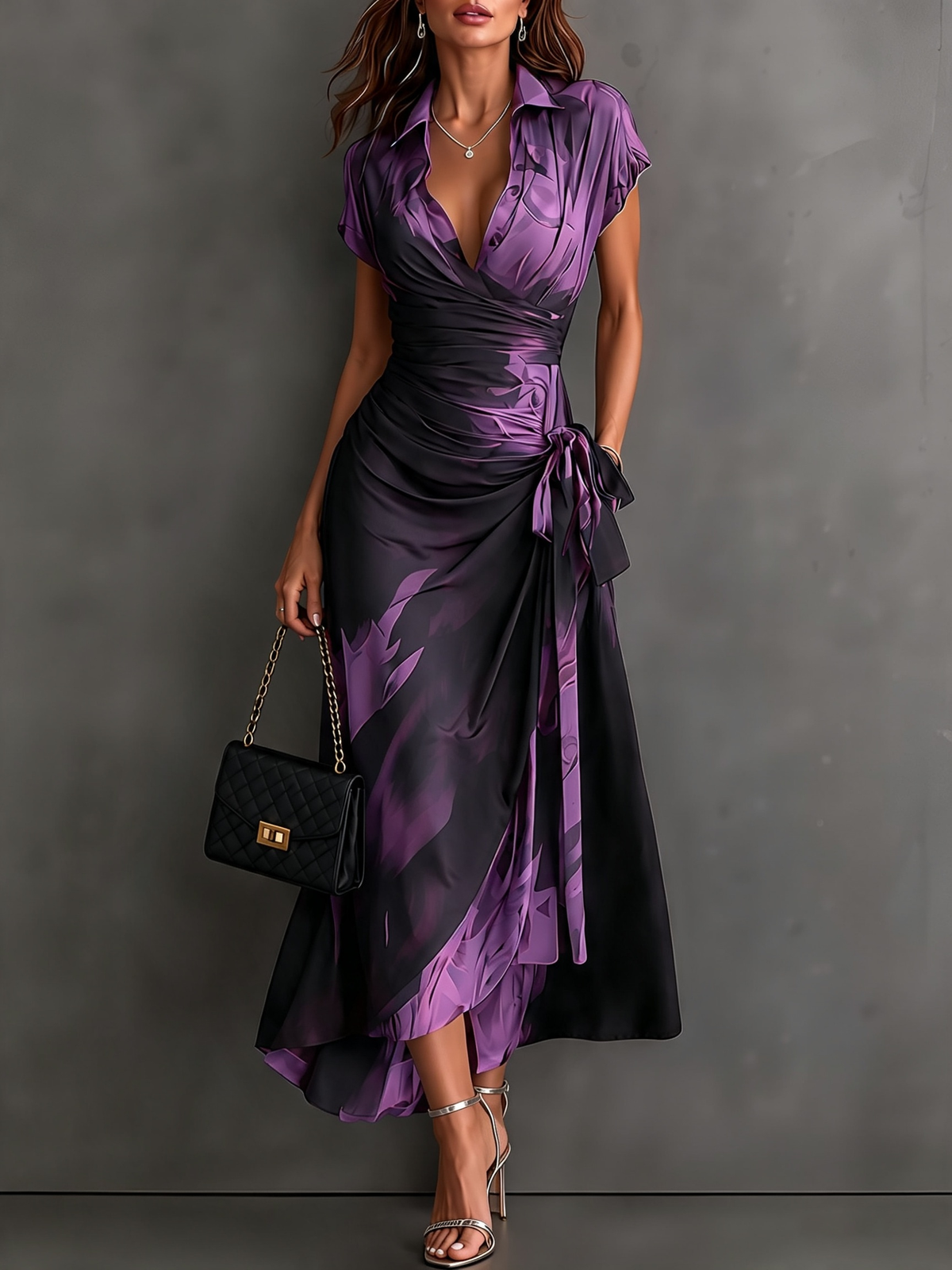 SOFIA | Vestido midi envolvente con estampado abstracto