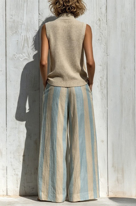 CAMILLA | Conjunto elegante con top sin mangas y pantalones anchos a rayas