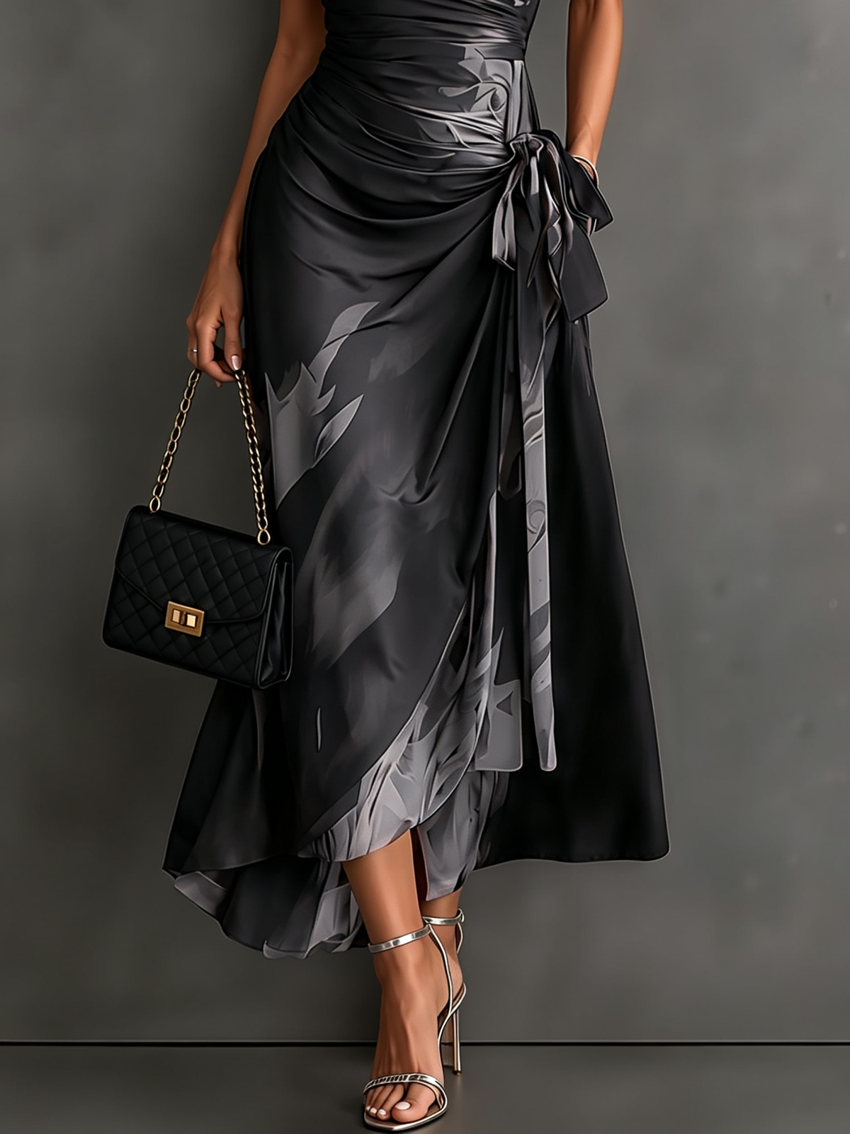 SOFIA | Vestido midi envolvente con estampado abstracto