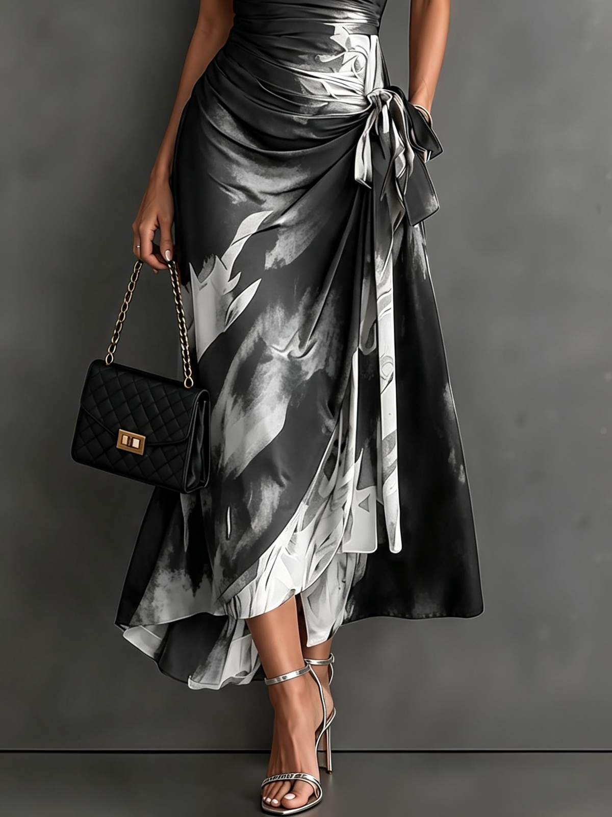 SOFIA | Vestido midi envolvente con estampado abstracto