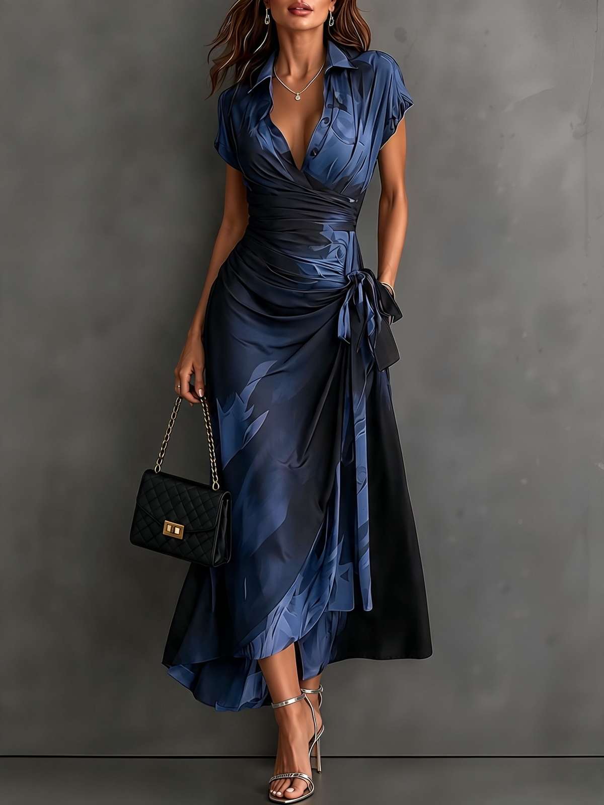 SOFIA | Vestido midi envolvente con estampado abstracto