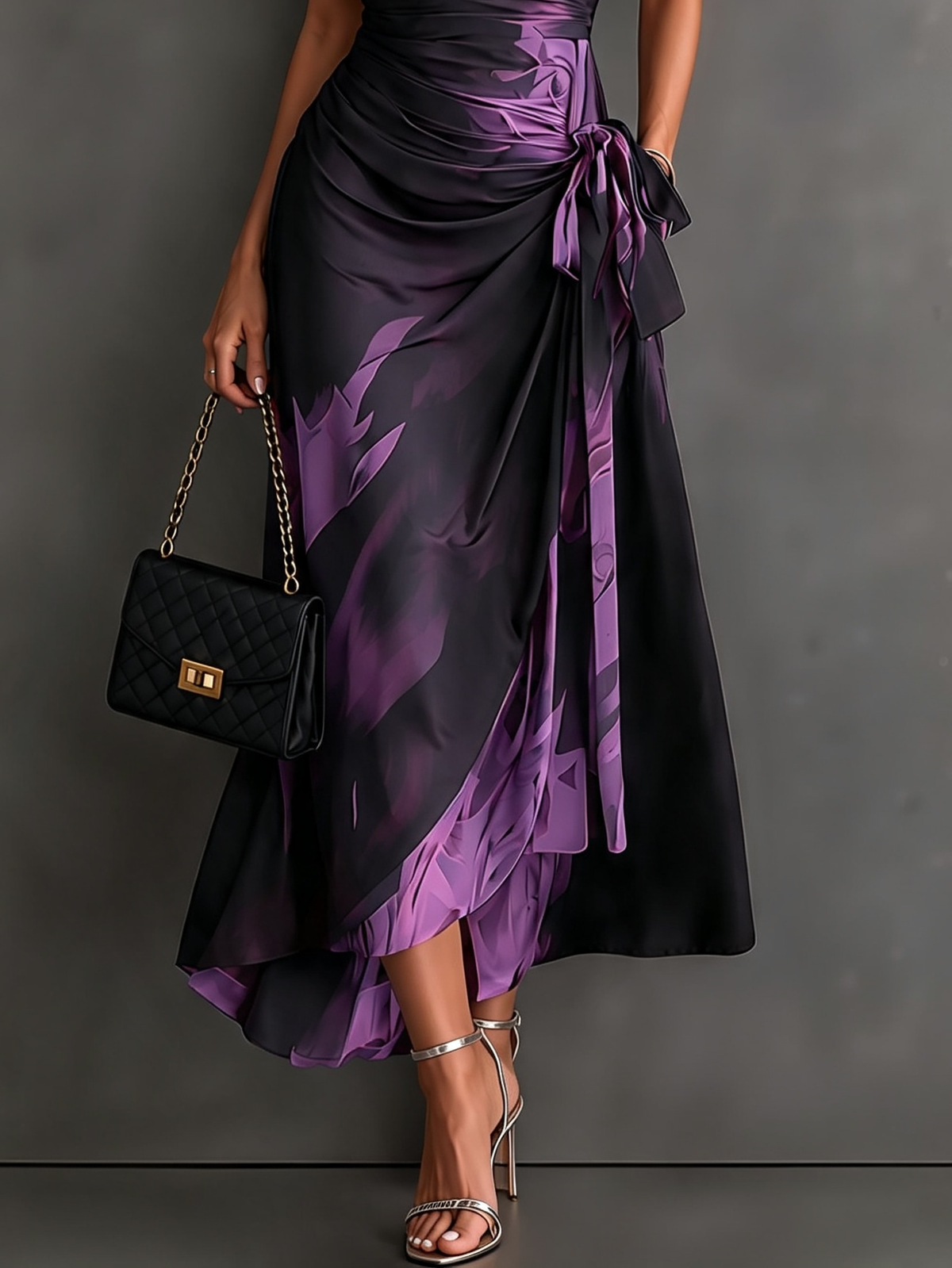 SOFIA | Vestido midi envolvente con estampado abstracto