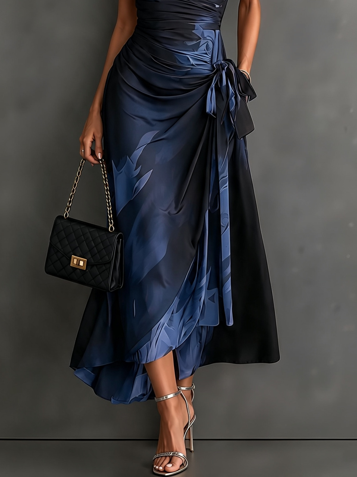 SOFIA | Vestido midi envolvente con estampado abstracto