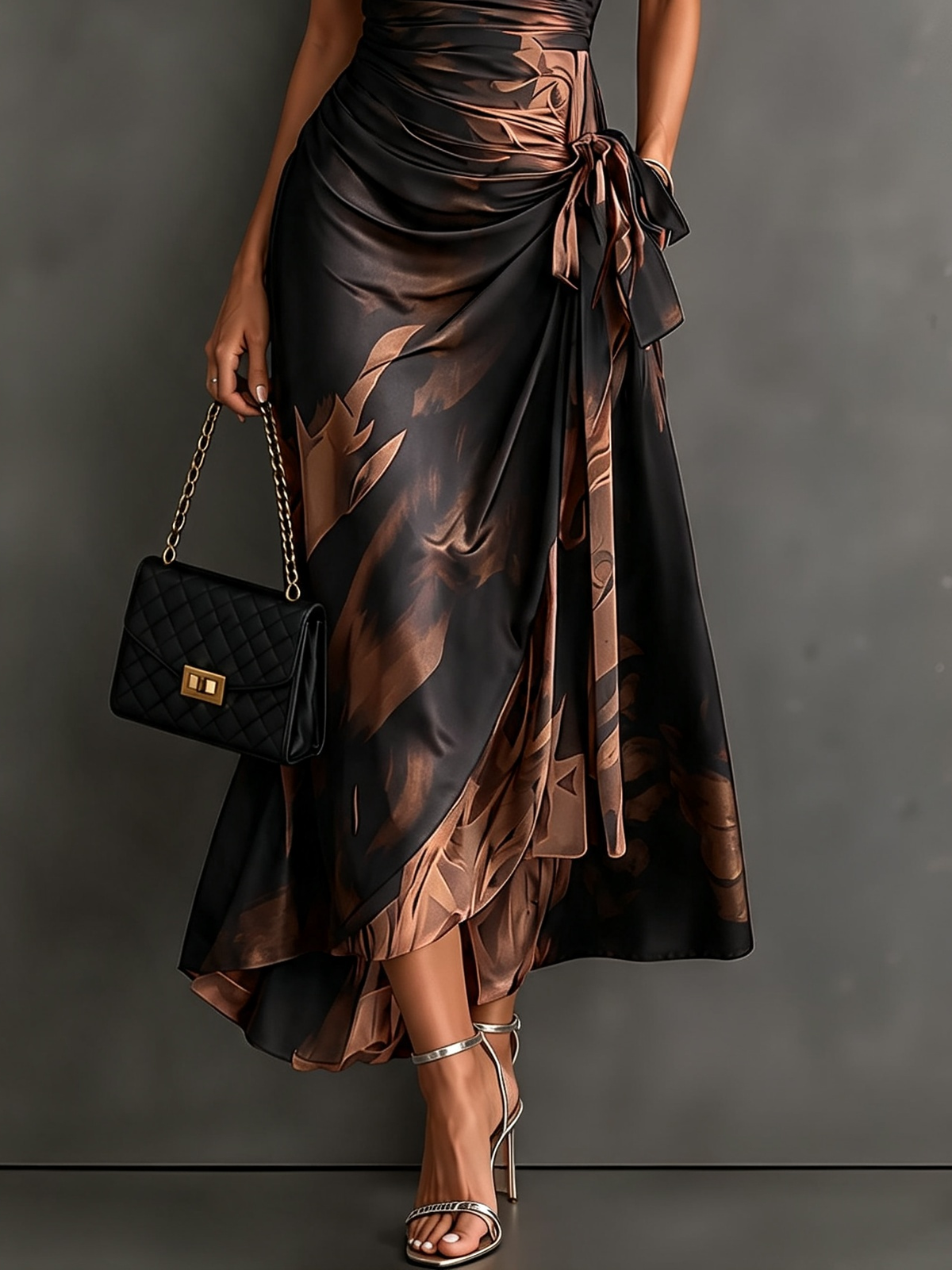 SOFIA | Vestido midi envolvente con estampado abstracto