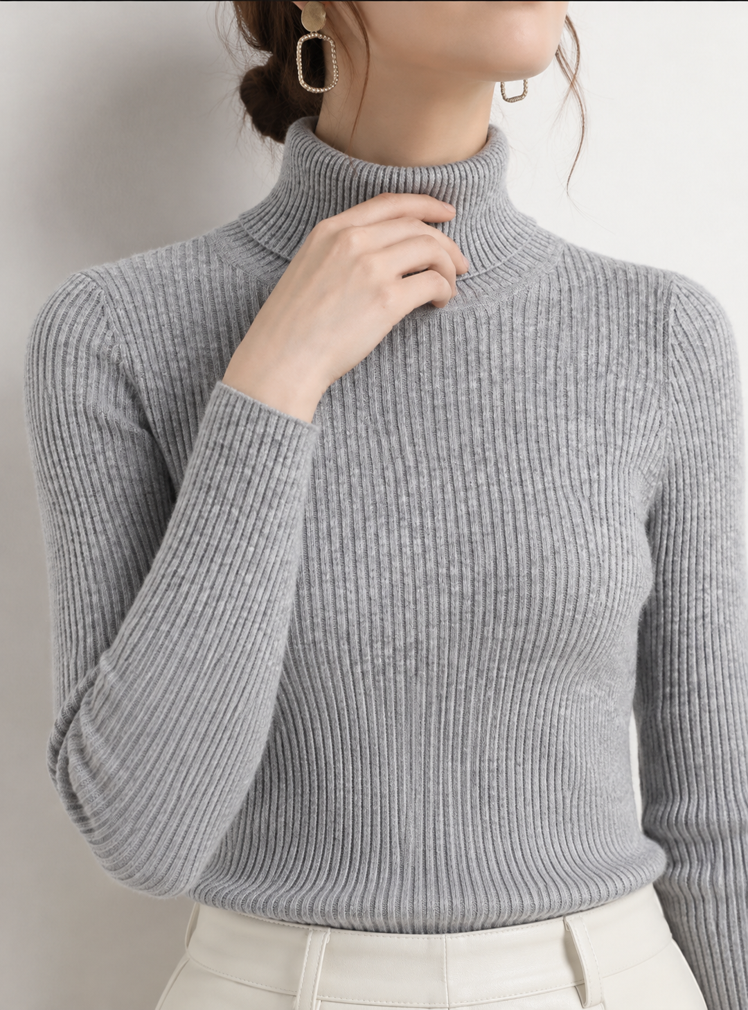 Suéter de cuello alto para mujer, jersey de punto suave para otoño e invierno