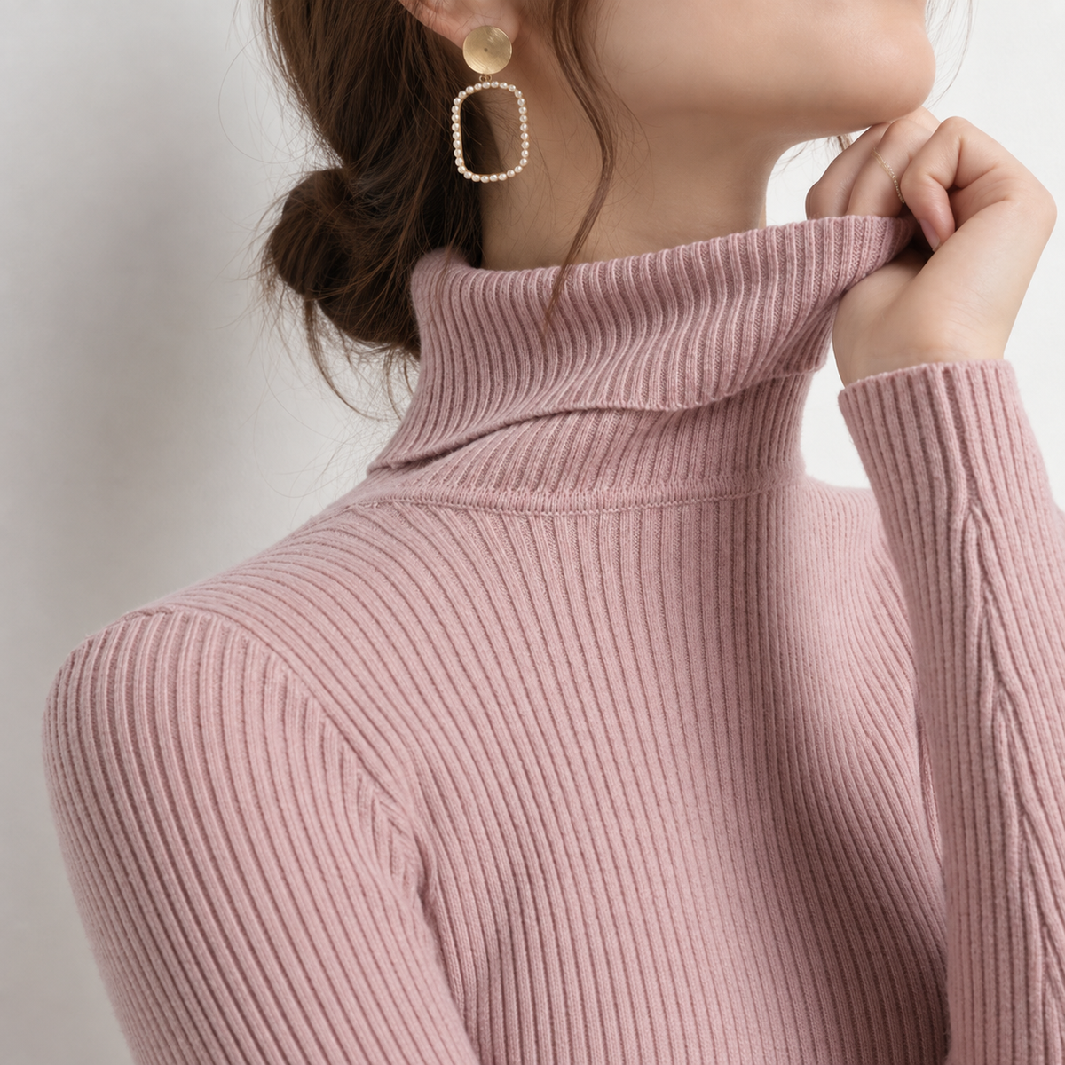 Suéter de cuello alto para mujer, jersey de punto suave para otoño e invierno