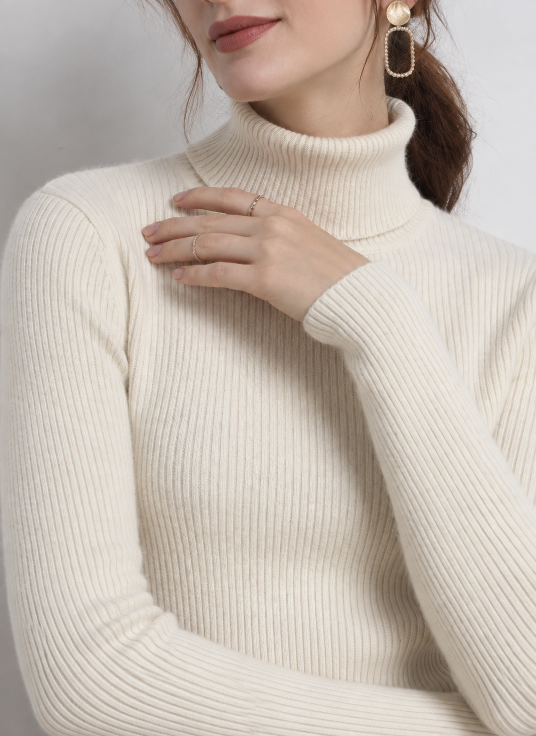 Suéter de cuello alto para mujer, jersey de punto suave para otoño e invierno