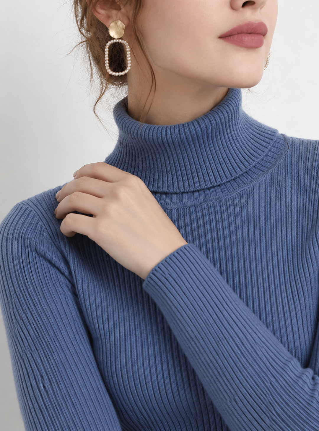 Suéter de cuello alto para mujer, jersey de punto suave para otoño e invierno