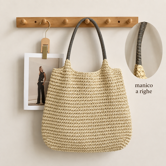 Natalina | Bolso bandolera de paja trenzada de estilo natural