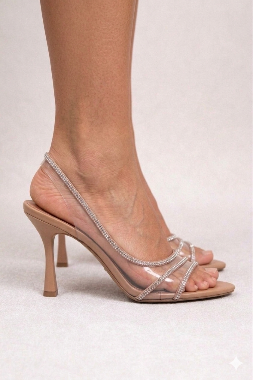 Celestia | Elegantes Sandalias con Efecto Cristal