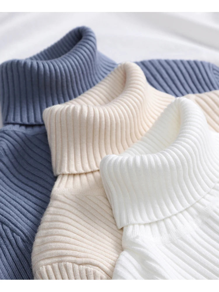 Suéter de cuello alto para mujer, jersey de punto suave para otoño e invierno