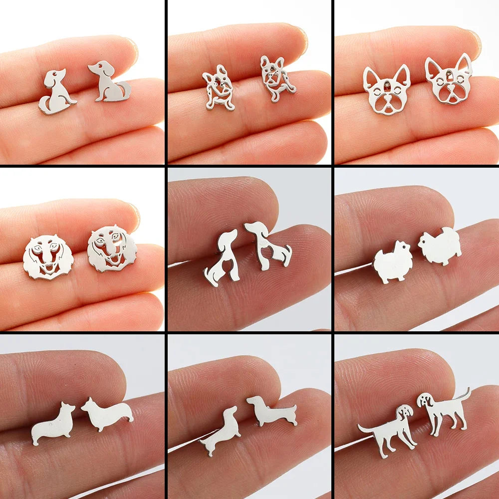 Pendientes de botón con diseño de perro