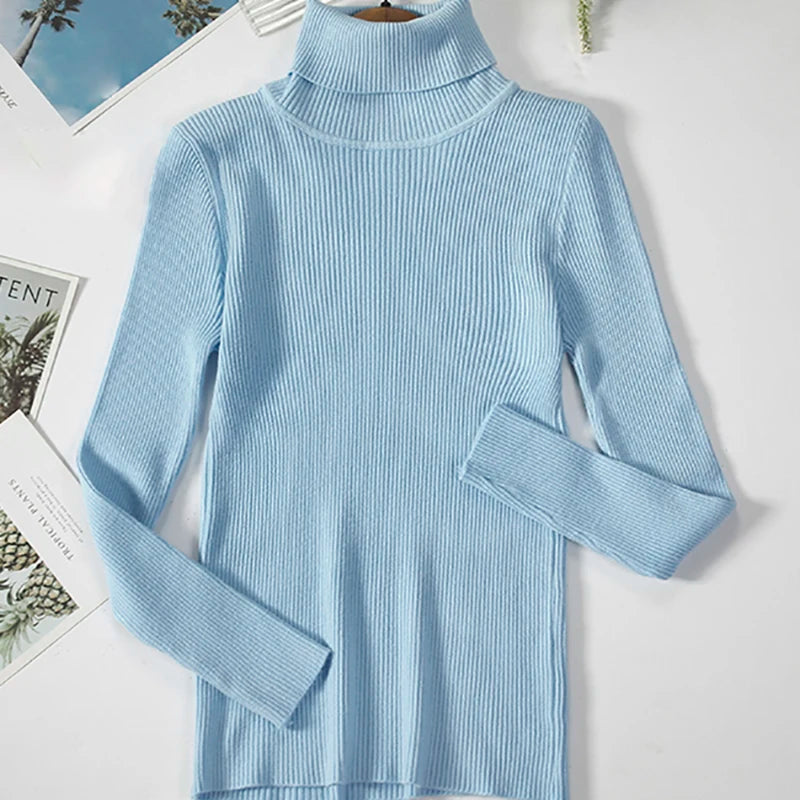 Suéter de cuello alto para mujer, jersey de punto suave para otoño e invierno