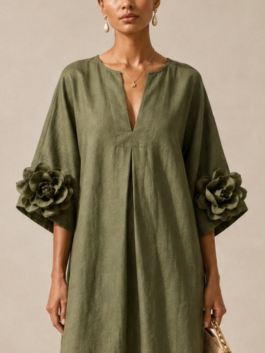 VIOLA | Elegante vestido midi verde oliva