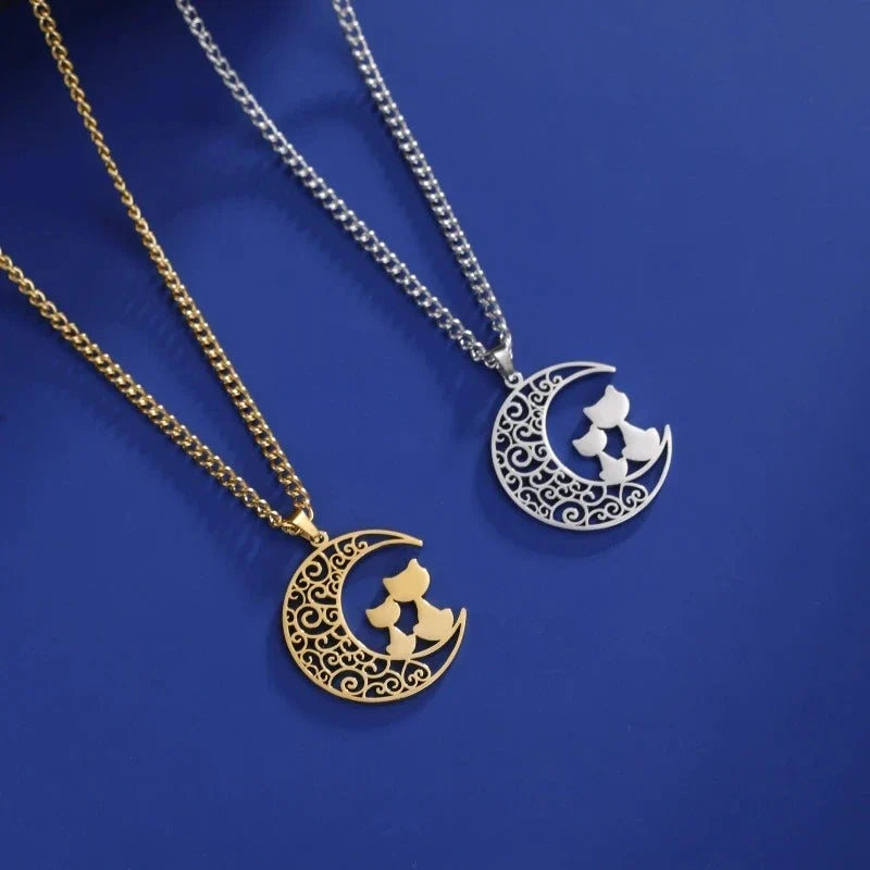 Gato y Luna | Elegante collar con colgante felino