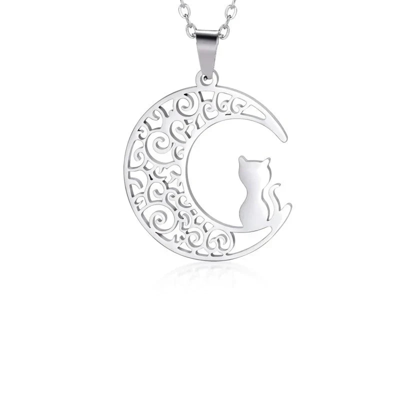 Gato y Luna | Elegante collar con colgante felino
