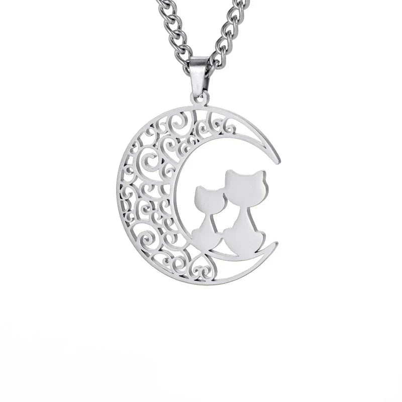 Gato y Luna | Elegante collar con colgante felino
