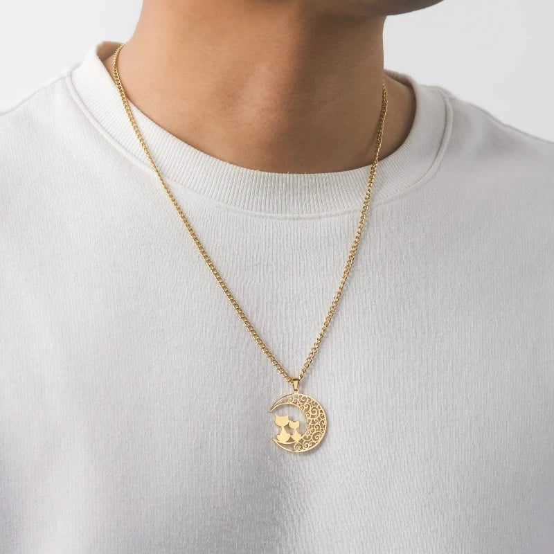 Gato y Luna | Elegante collar con colgante felino