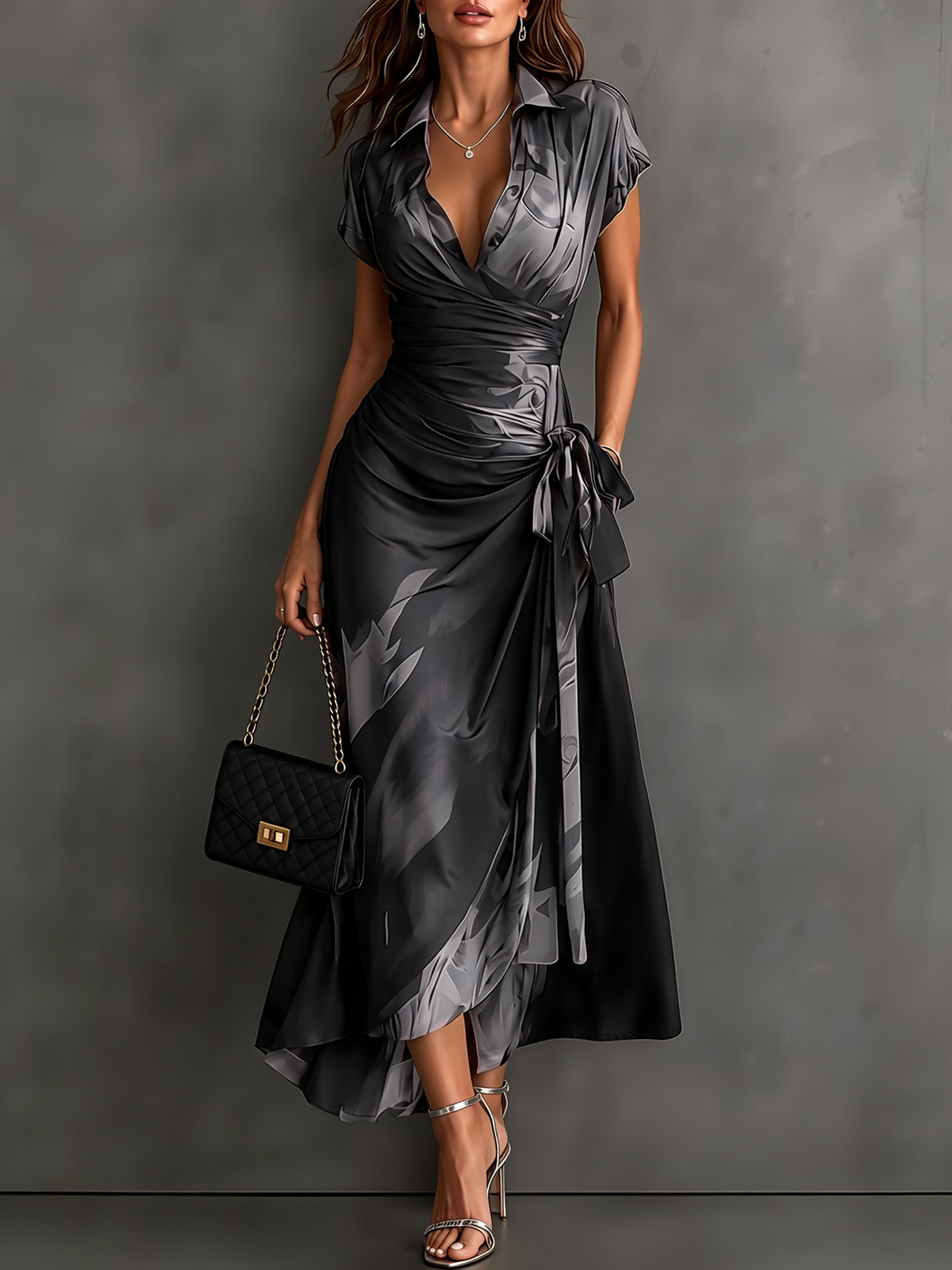 SOFIA | Vestido midi envolvente con estampado abstracto