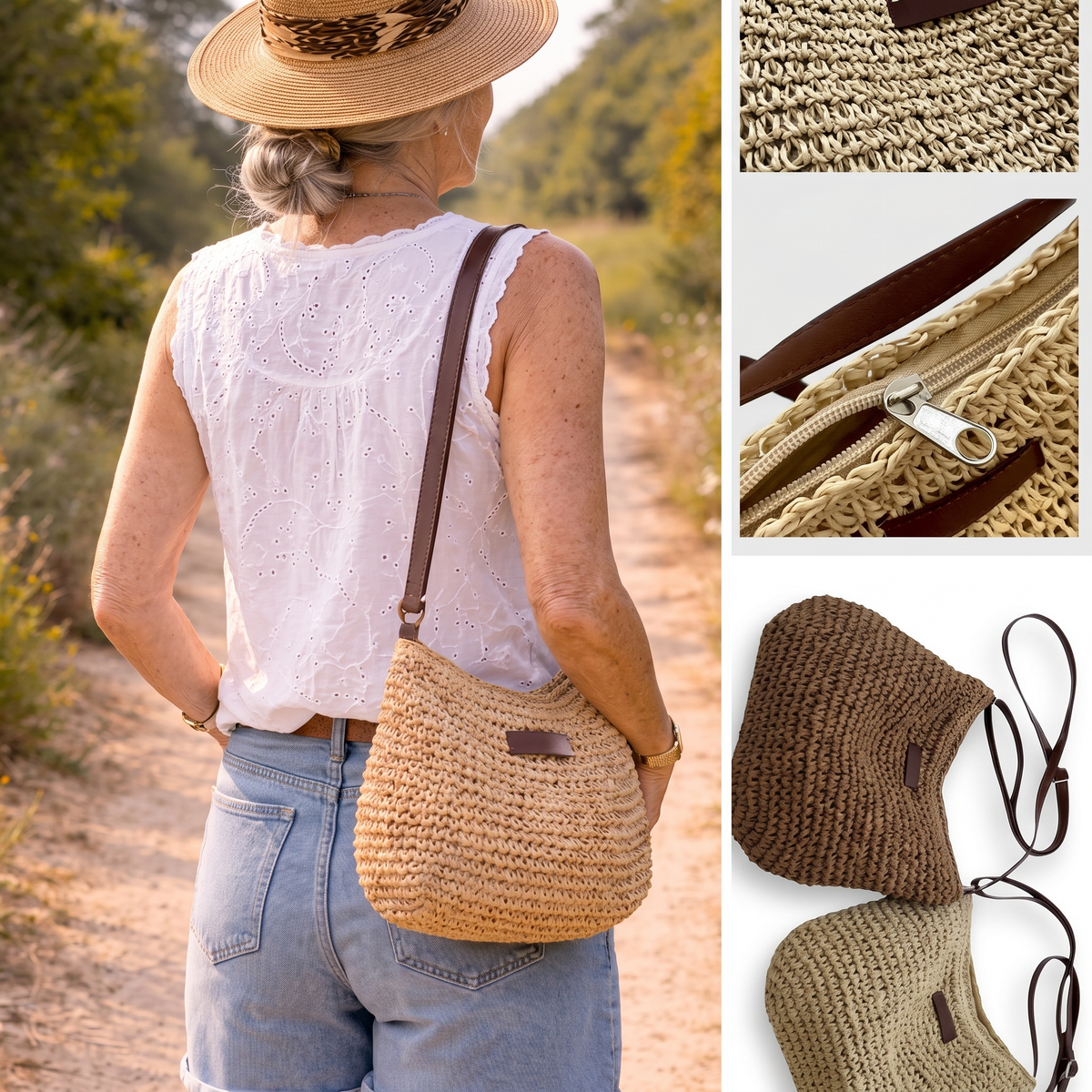 Simona | Bolso elegante de piel trenzada