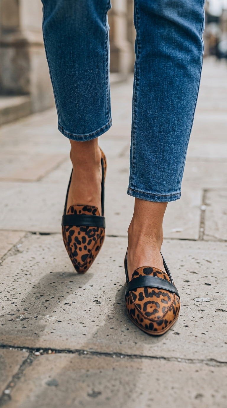 Mocasines de punta con elegante franja en el empeine