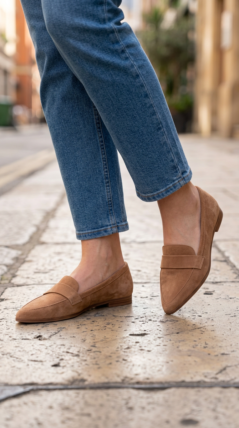 Mocasines de punta con elegante franja en el empeine