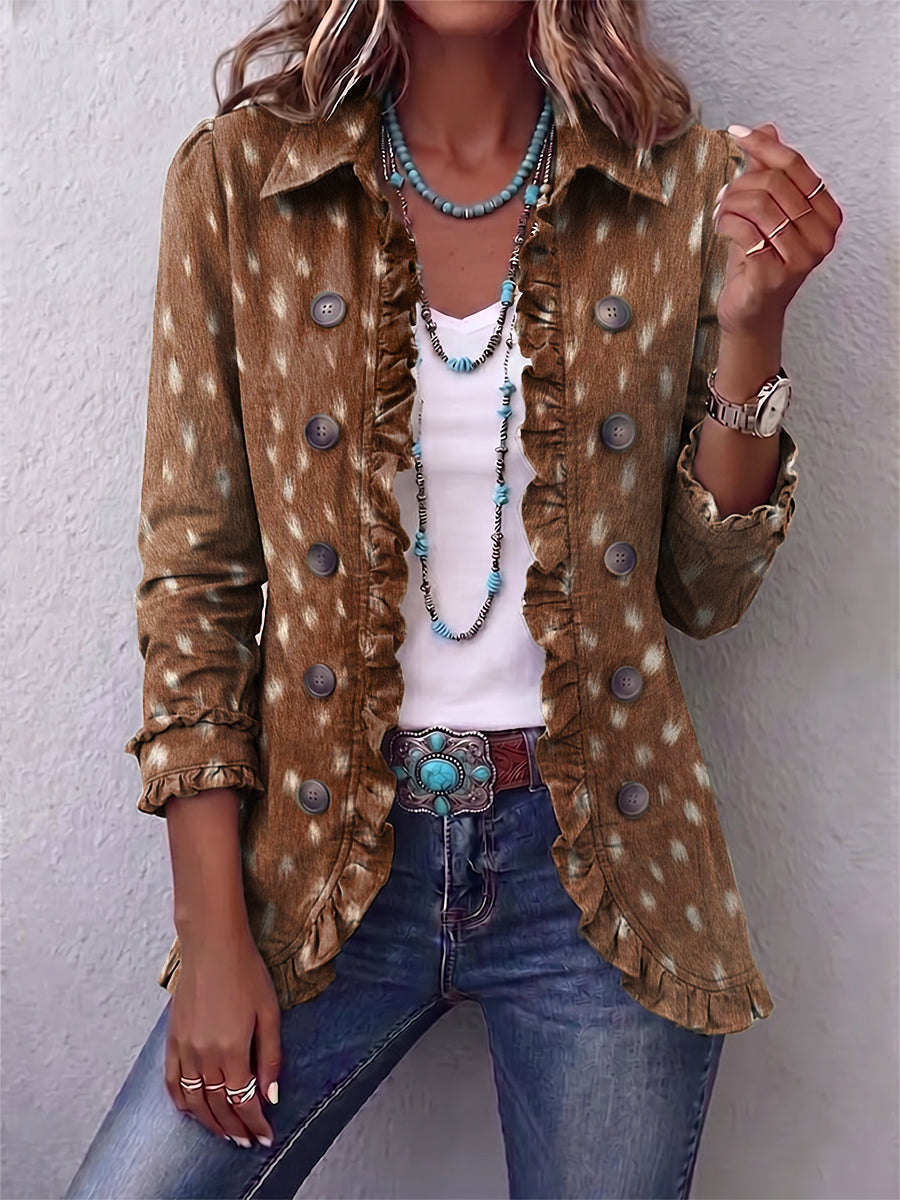 Nicolasa | Elegante Chaqueta Estampada Animal Marrón