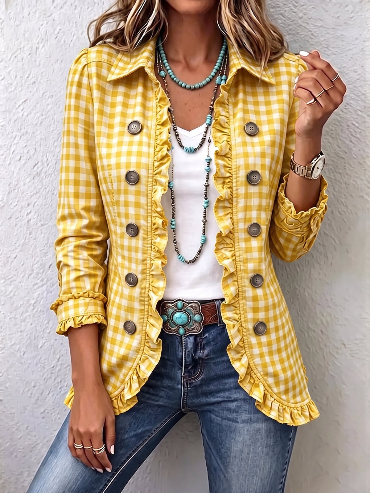 Purificación | Elegante Chaqueta Vichy Verde