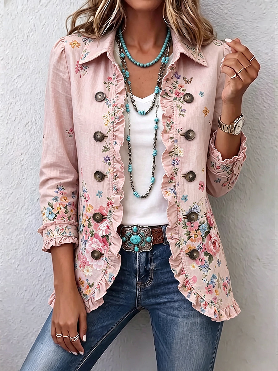 Araceli | Chaqueta floral con botones elegantes