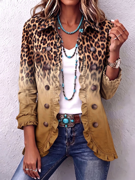 Reyes | Blazer con estampado de leopardo en tono ocre