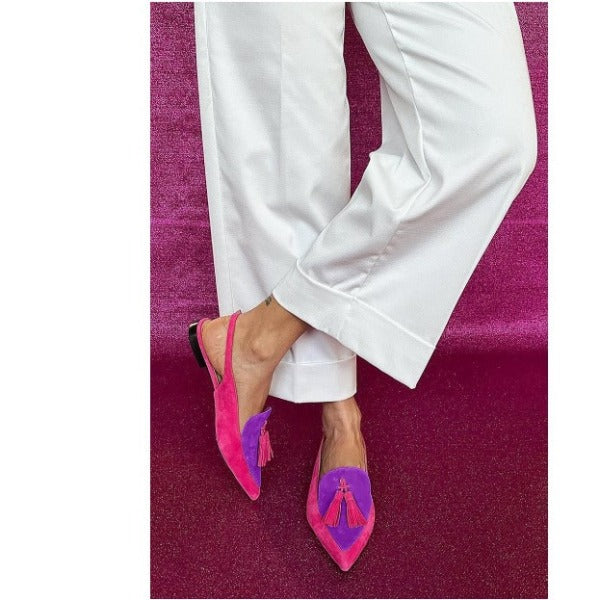 Zapato slingback Elena — Elegante combinación fucsia y morado
