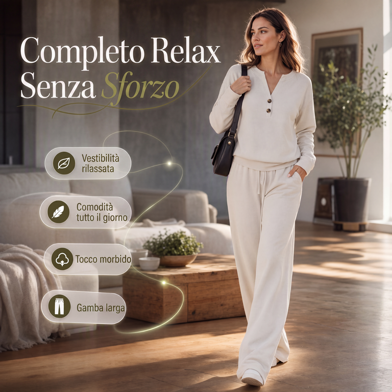 Conjunto de mujer con top cómodo y pantalones de pierna ancha