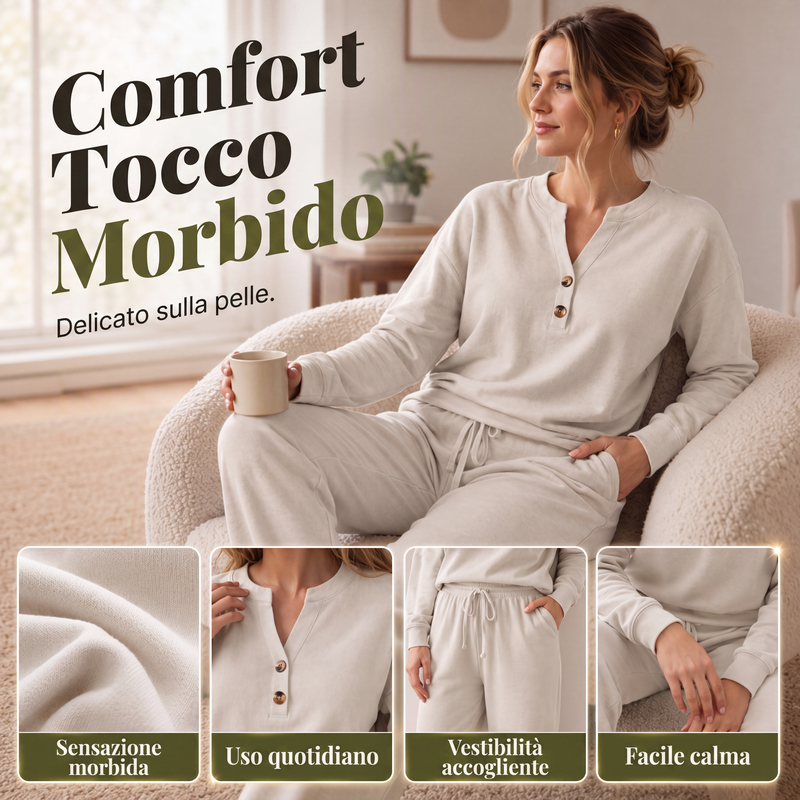 Conjunto de mujer con top cómodo y pantalones de pierna ancha