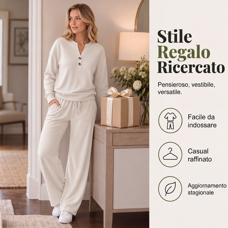 Conjunto de mujer con top cómodo y pantalones de pierna ancha