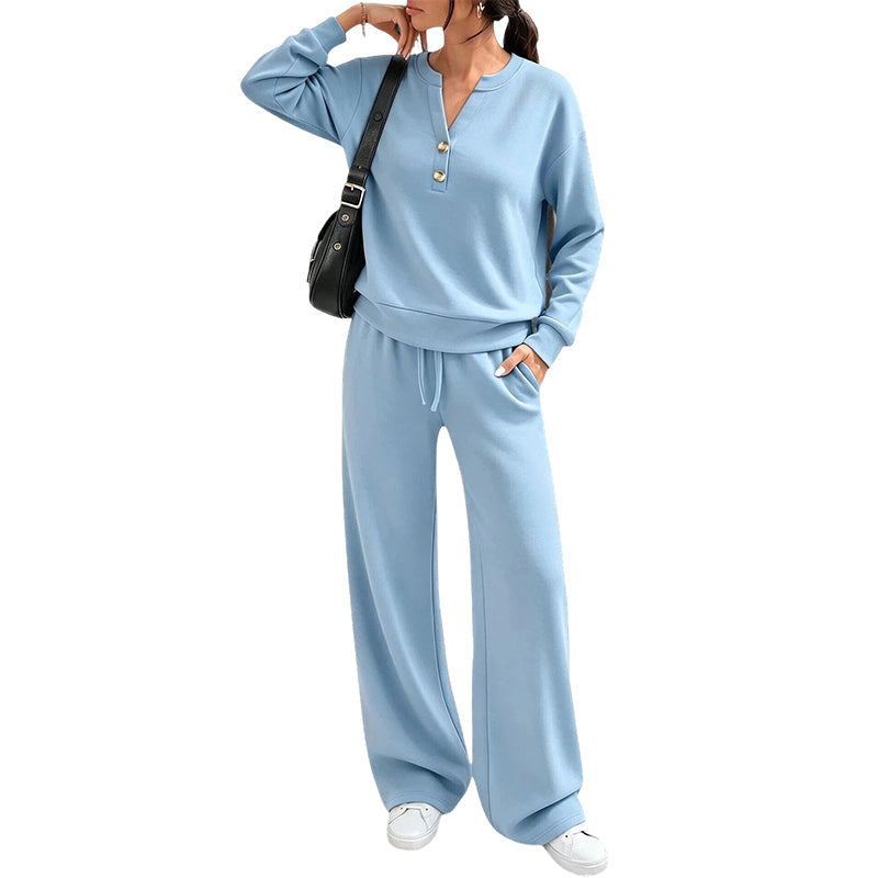 Conjunto de mujer con top cómodo y pantalones de pierna ancha