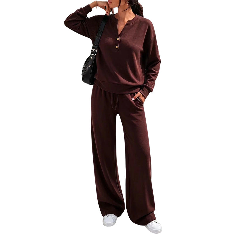 Conjunto de mujer con top cómodo y pantalones de pierna ancha
