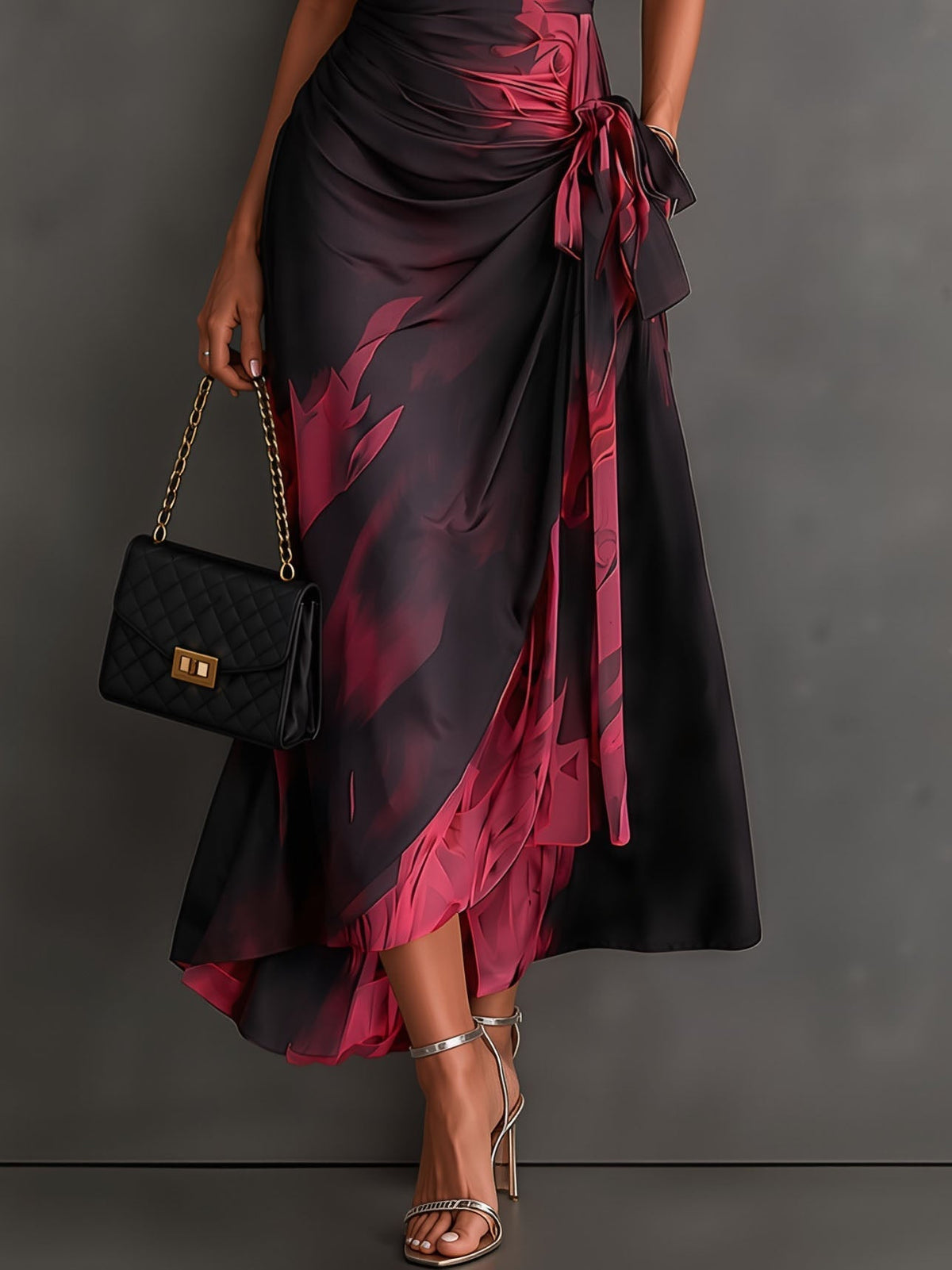 SOFIA | Vestido midi envolvente con estampado abstracto